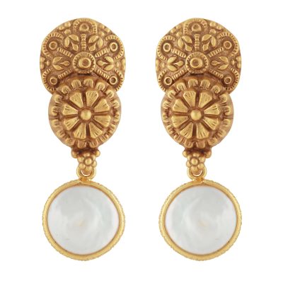 Heritage Pearl Double Disc Mandala Earrings
