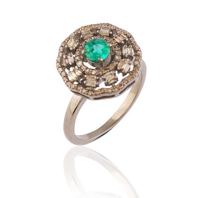 Classic Round Emerald & Diamond Ring