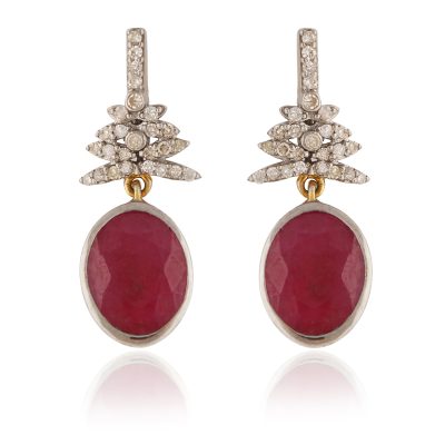 Delicate 1920's Diamond & Ruby Earrings