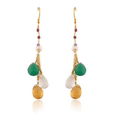 Green Onyx & Citrine Waterfall Drop Earrings