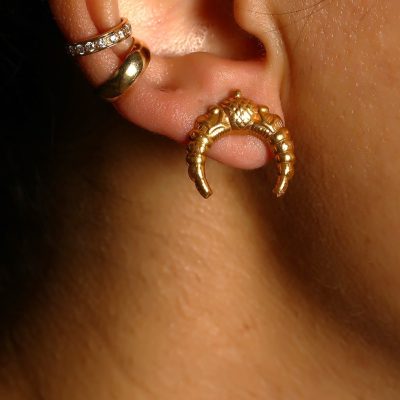 Vintage Half Moon Stud Earrings