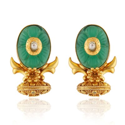 Heritage Carved Green Onyx Earrings