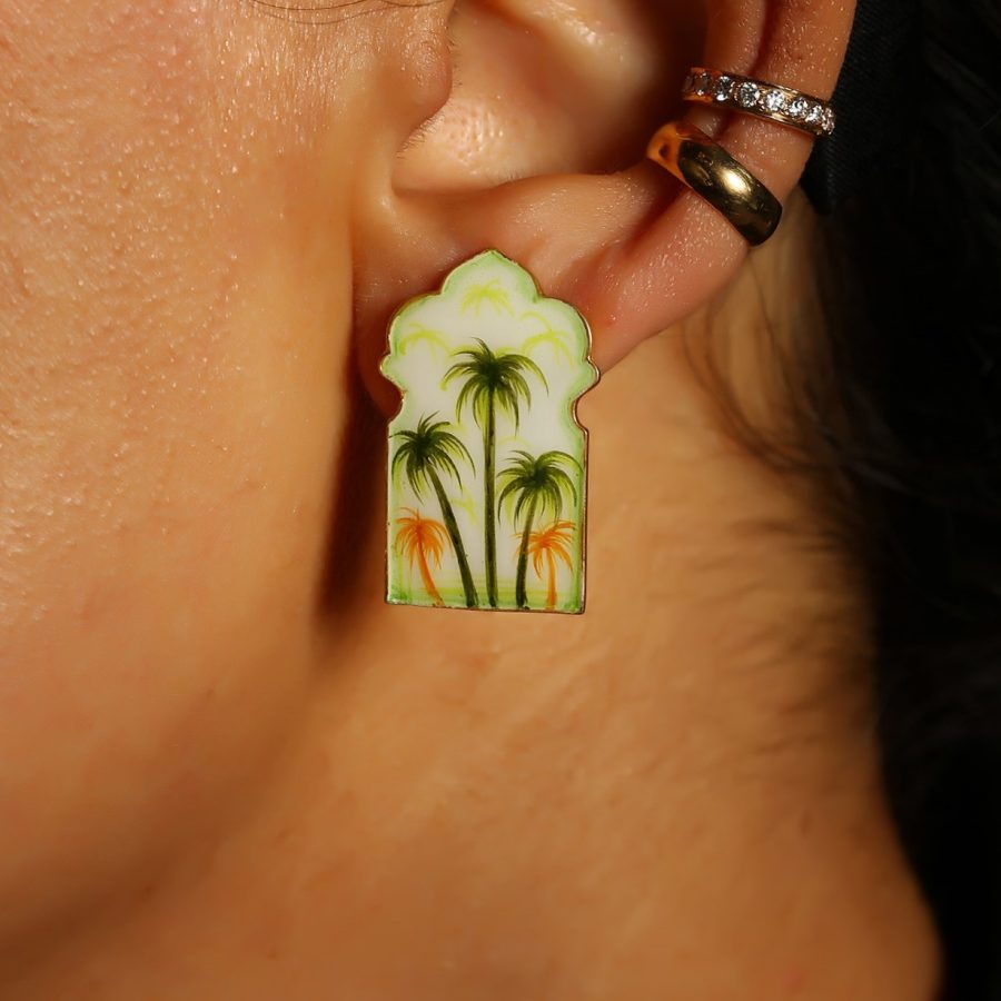 The Enamel Palace Palm Earring