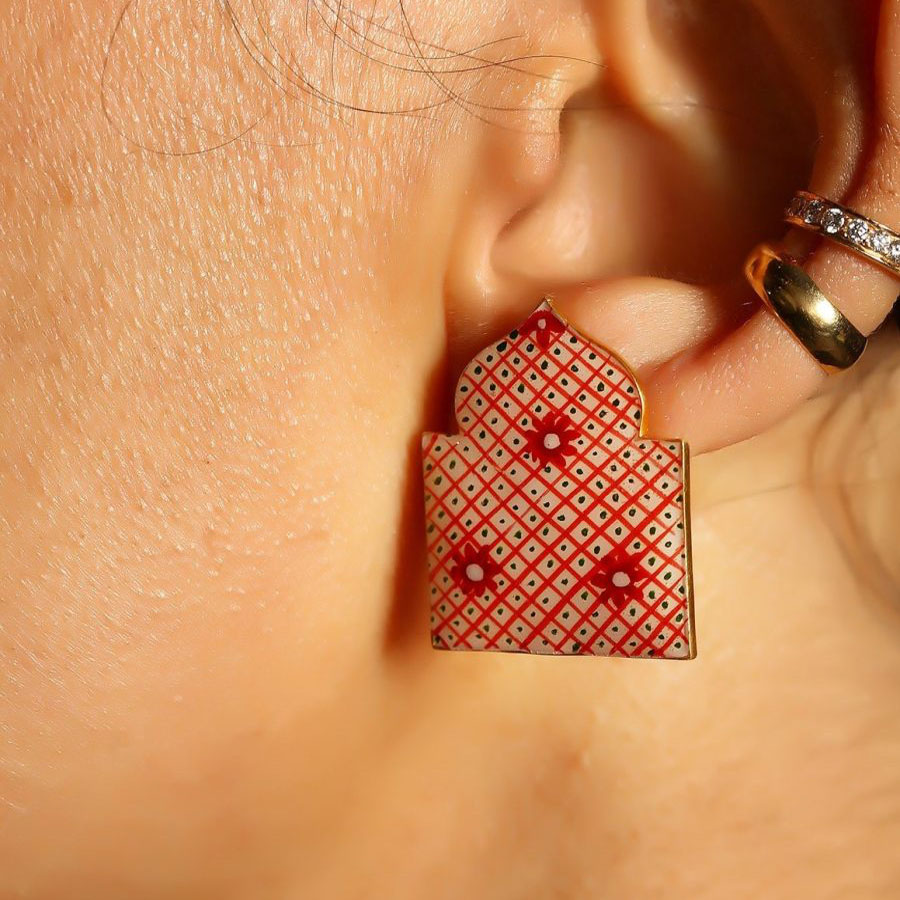 The Enamel Palace Grid & Daisy Earrings