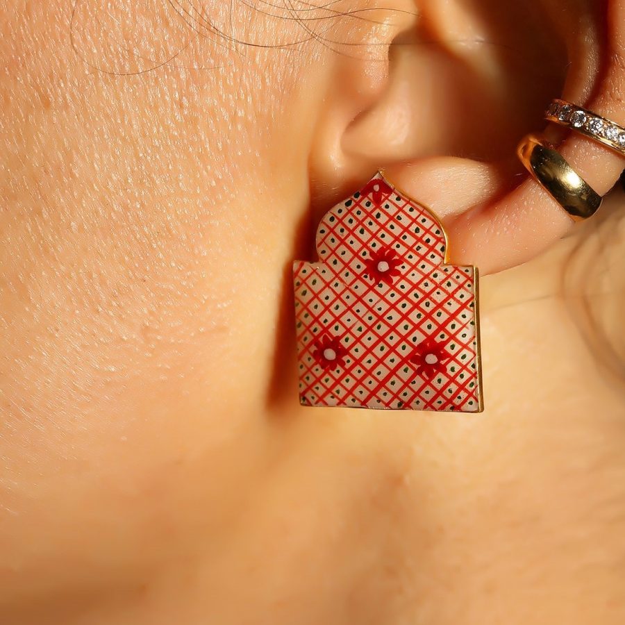 The Enamel Palace Grid & Daisy Earrings