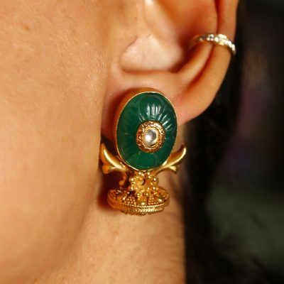 Heritage Carved Green Onyx Earrings