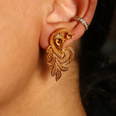 Filigree Peacock Stud Earrings