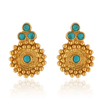 Simple Turquoise Granulated Stud Earrings