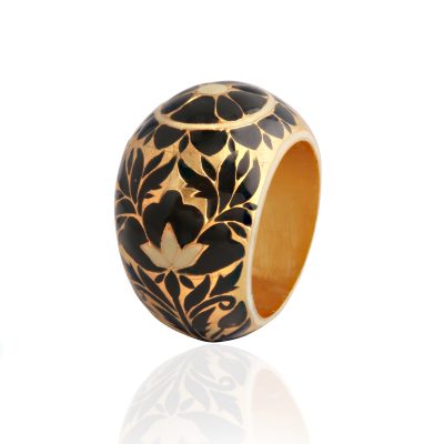Black & Gold Enamel Chunky Ring