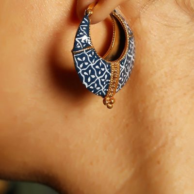 Geometric Daisy Heritage Enamel Hoop Earrings