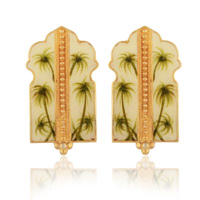 Heritage Enamel Palm Palace Earrings