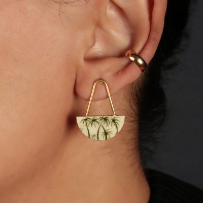 Simple Structural Enamel Palm Earrings