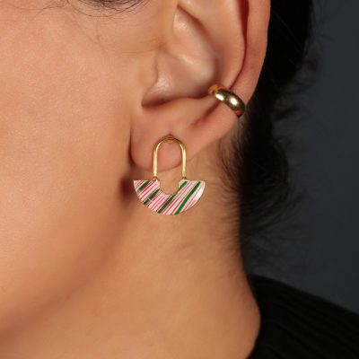 Simple Symmetrical Enamel Chevron Earrings