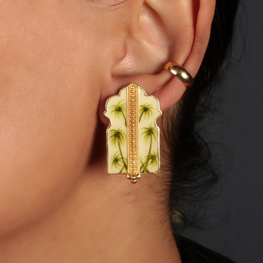 Heritage Enamel Palm Palace Earrings