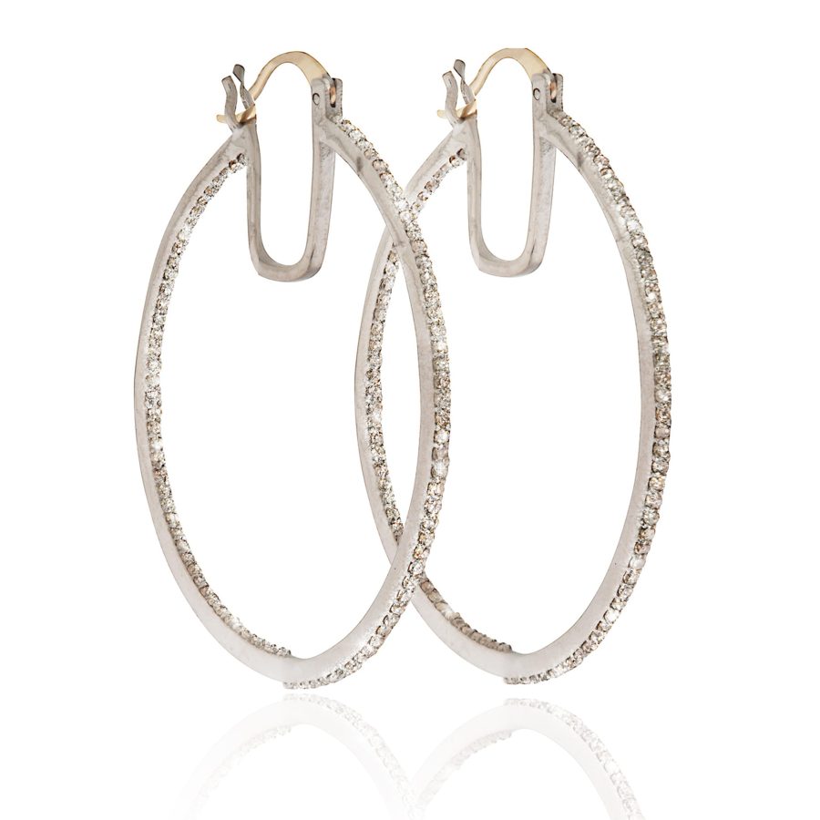 Double Sided Diamond Hoop Earrings