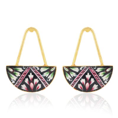 Simple Structural Floral Enamel Earrings