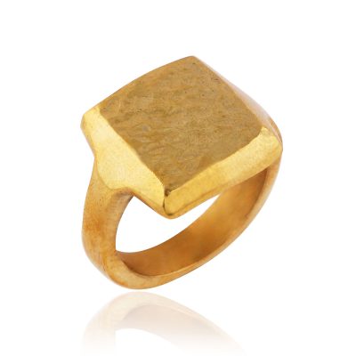 Simple Square Hammered Brass Ring