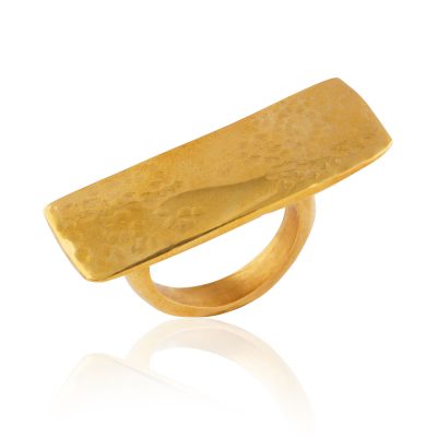 Hammered Brass Rectangle Ring