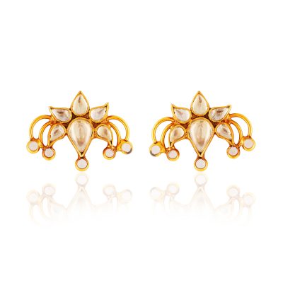 Lotus Spray Antique Finished Crystal Stud Earrings