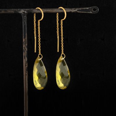 18kt Gold Vermeil Lemon Topaz Drop Slider Earrings