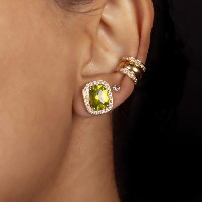18kt Gold Peridot & Diamond Stud Earrings