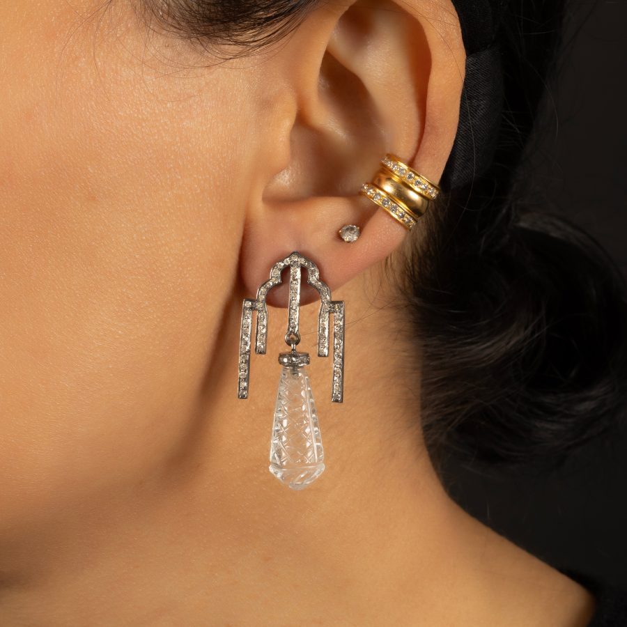 Diamond & Carved Crystal Palace Earrings