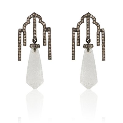 Diamond & Carved Crystal Palace Earrings