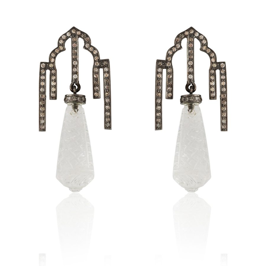 Diamond & Carved Crystal Palace Earrings