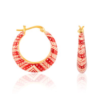 Grid & Dot Enamel Hoop Earrings