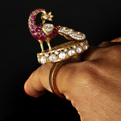Ruby & Diamond Peacock Gold Ring