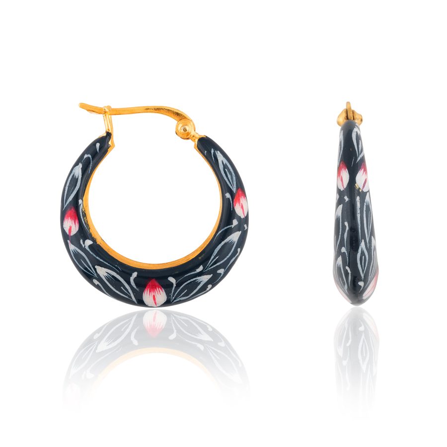 Tulip Chevron Enamel Hoop Earrings