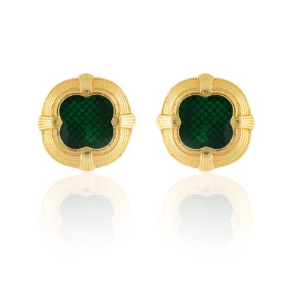 Simple Green Enamel Stud Earrings