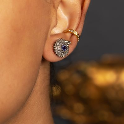Tanzanite & Diamond Stud Earrings