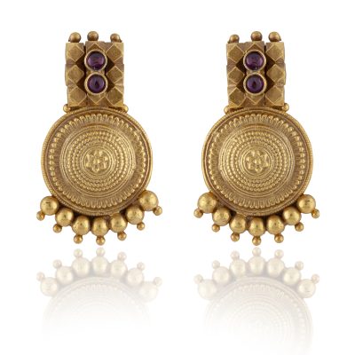 Heritage Gold Ball Granulated Larger Stud Earrings