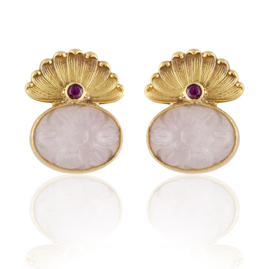Heritage Protective Snake Head Rose Quartz Earring