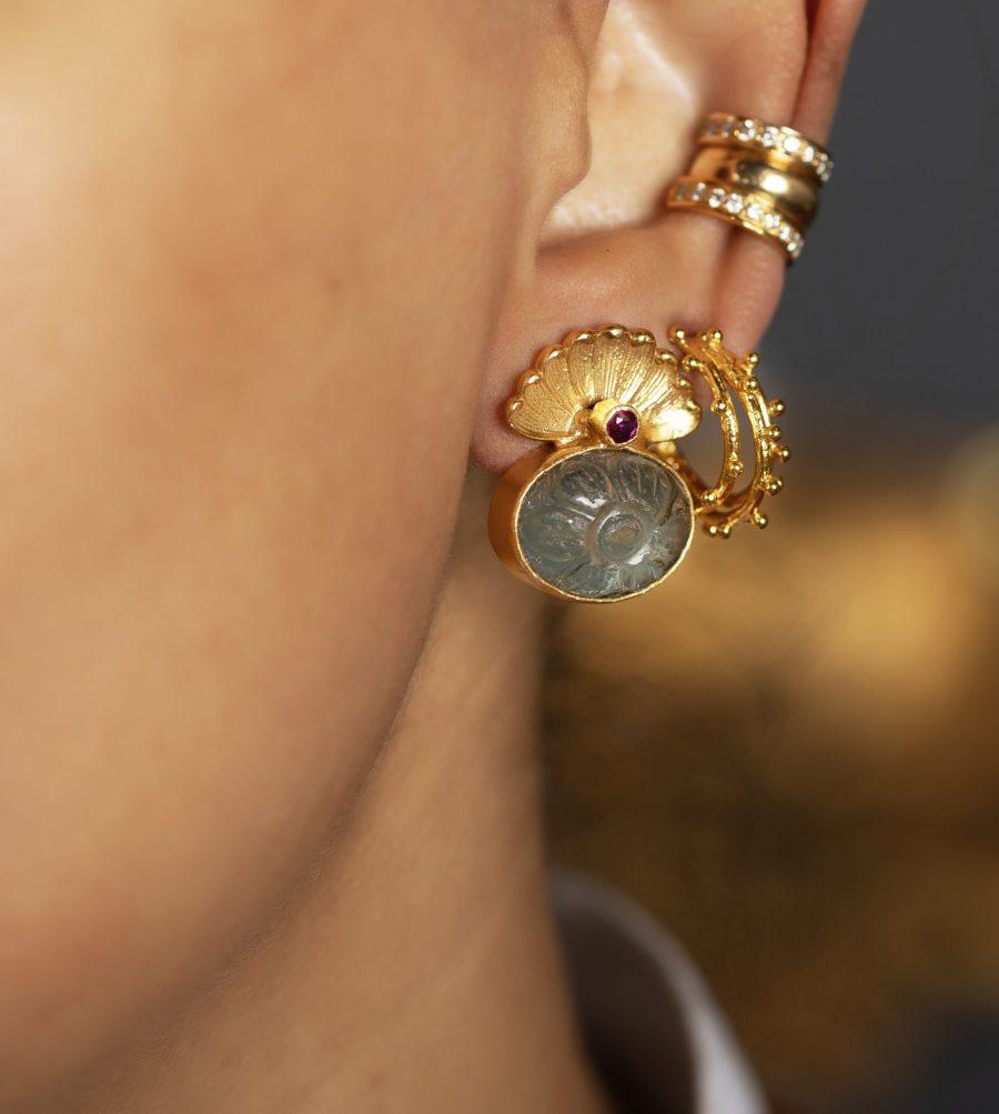 Heritage Protective Snake Head Fluorite Earring - Image 2
