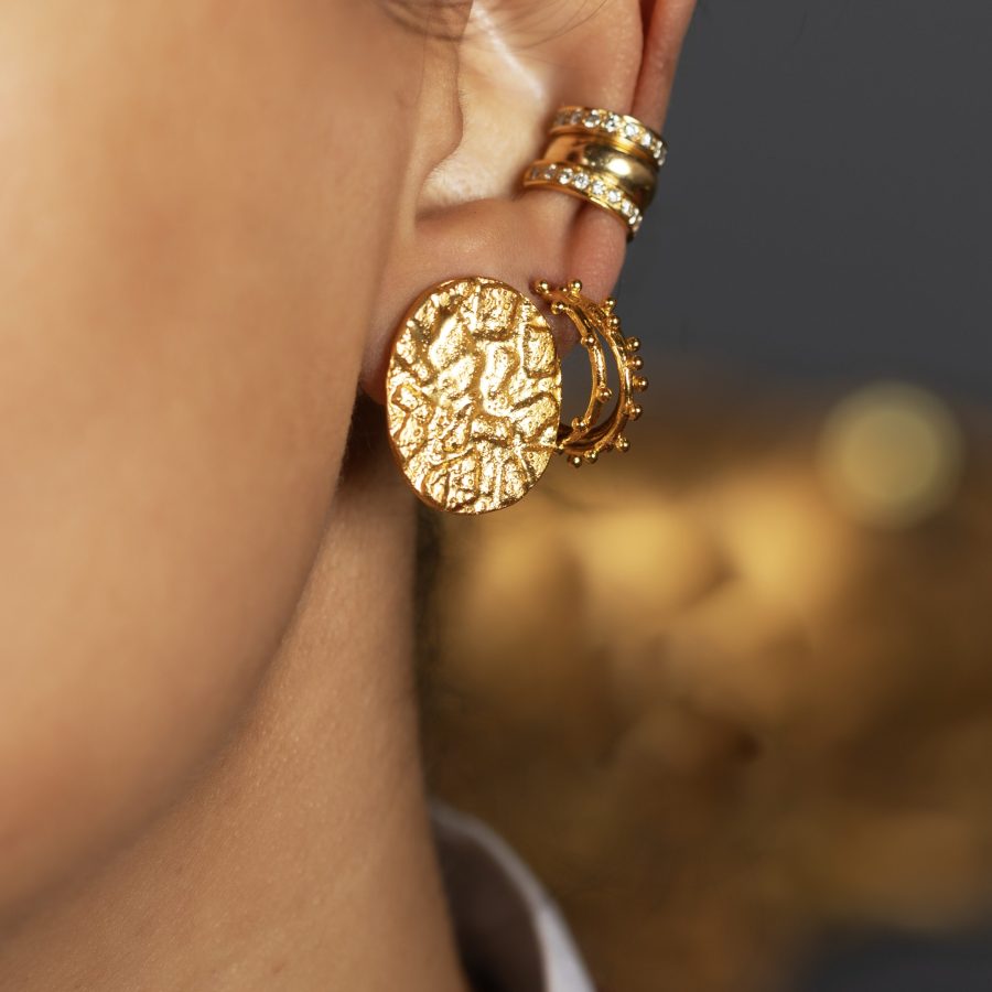 Hammered Gold Studs - Image 2