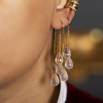 Rose Quartz Slider Earrings