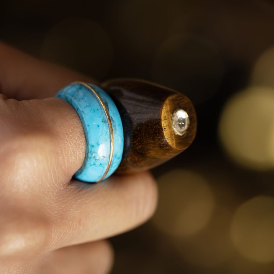 Tigers Eye & Crystal Ring