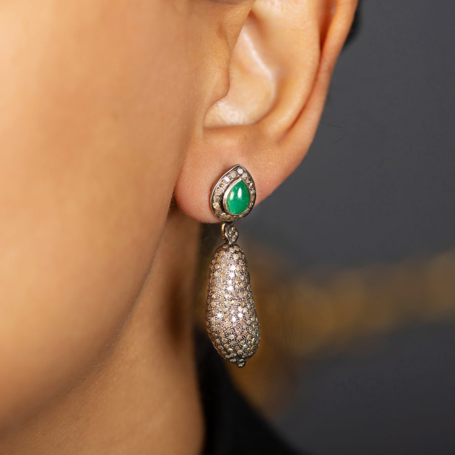 Emerald & Diamond Drop Earrings