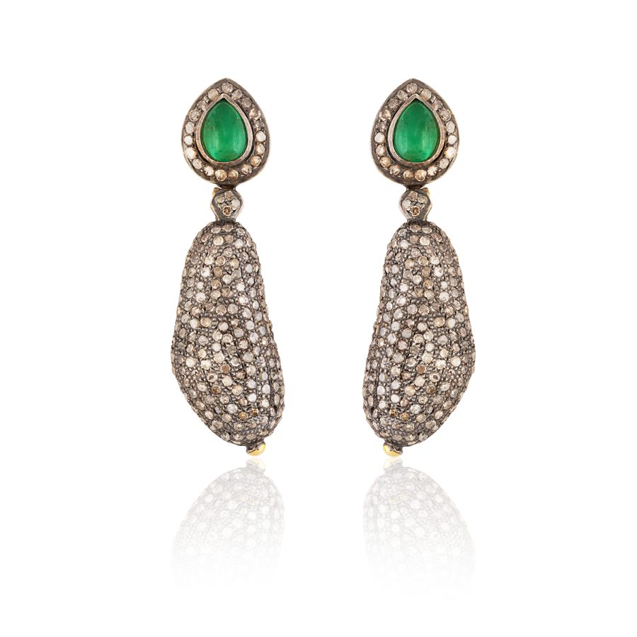 Emerald & Diamond Drop Earrings