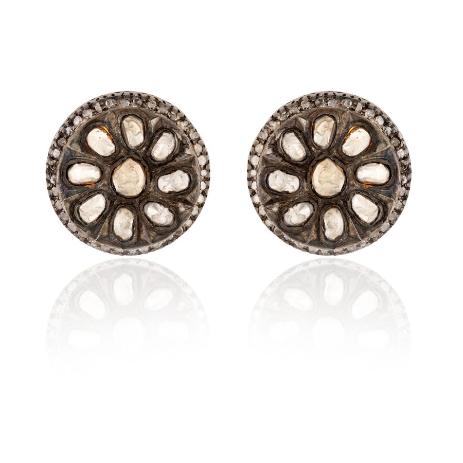 Mandala Uncut Diamond Stud Earrings