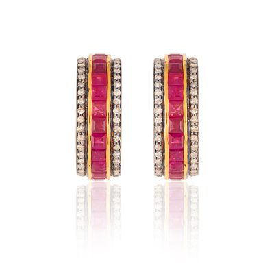 Ruby & Diamond Hoop Earrings