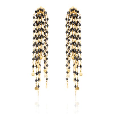 Black Spinel Waterfall Drop Earrings