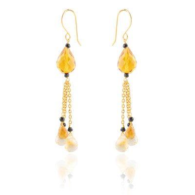 Citrine & Black Spinel Earrings