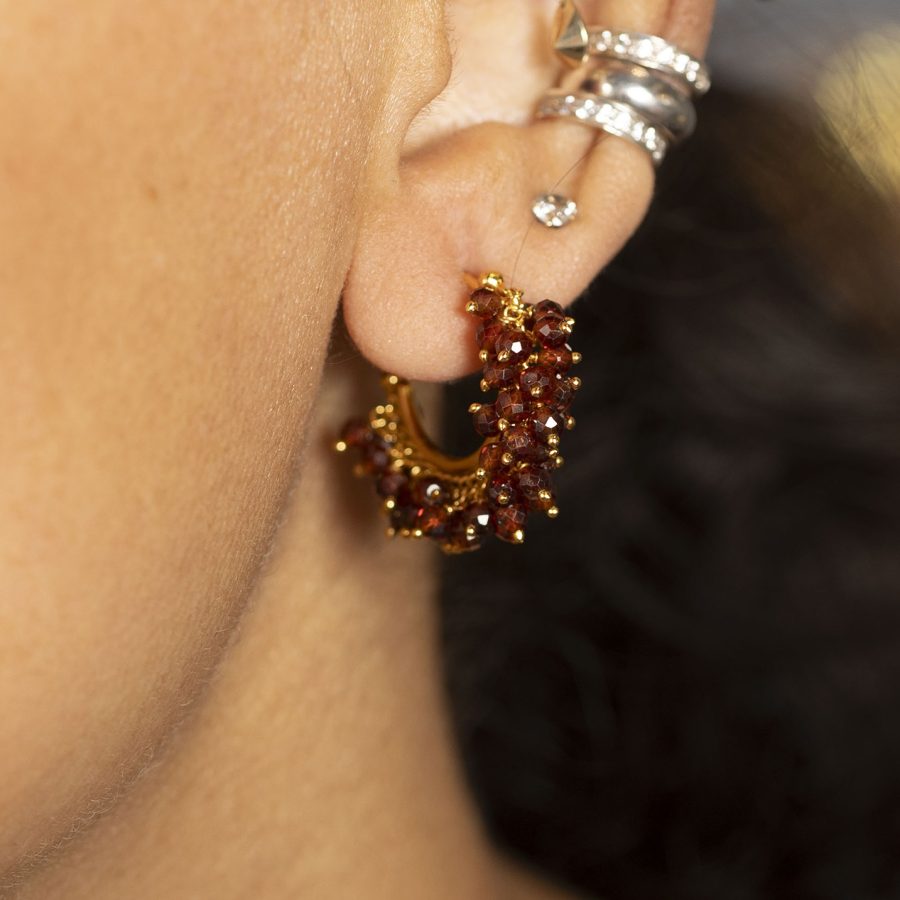 Garnet Hoop Earrings (Smaller Size)
