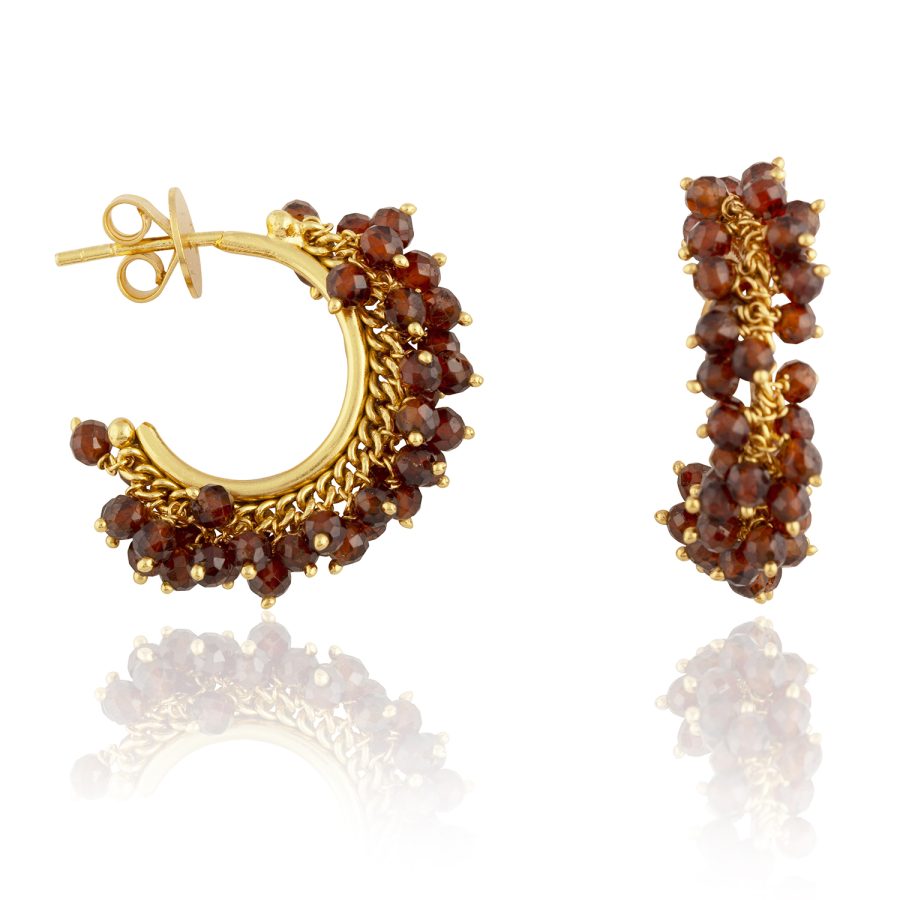 Garnet Hoop Earrings (Smaller Size)