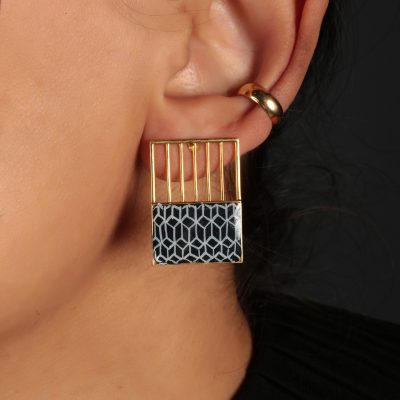 Grid Enamel Zenana Earrings