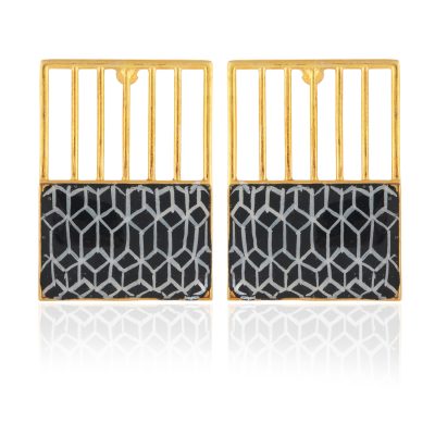 Grid Enamel Zenana Earrings