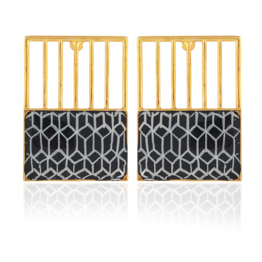 Grid Enamel Zenana Earrings